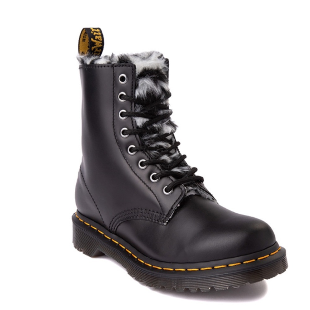 NEW: Womens Dr. Martens 1460 8-Eye Serena Boot - Black / Zebra in Size 9